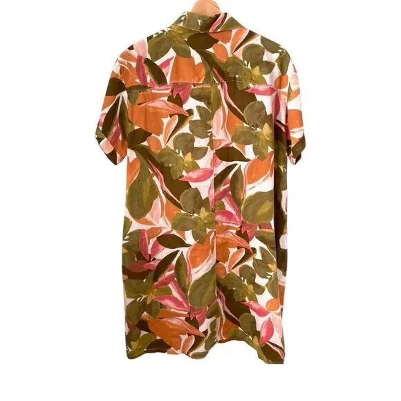 Tahari 100% Linen Floral Patterned Polo Shirt Dress in Size Large - Picture 5 of 13